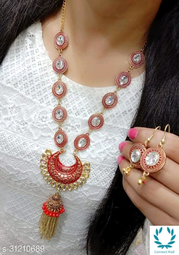 Beautiful Jewellery Sets - Red, Alloy, Neckless  And Earring, Multipack : 1